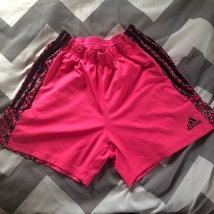 Pink, black and light grey adidas shorts